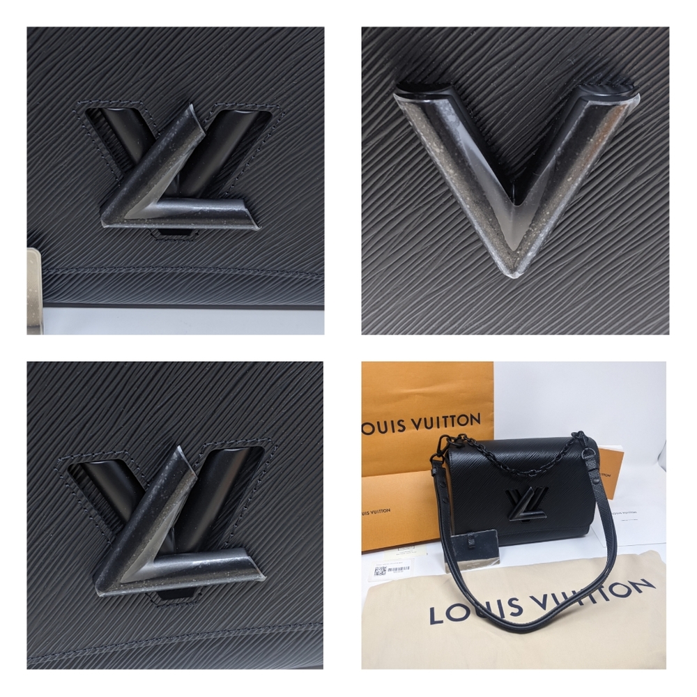 🚨Sale 🦄🎉HP🎉Louis Vuitton All Matte Black Twist MM Shoulder bag💕Rare! - Picture 4 of 16